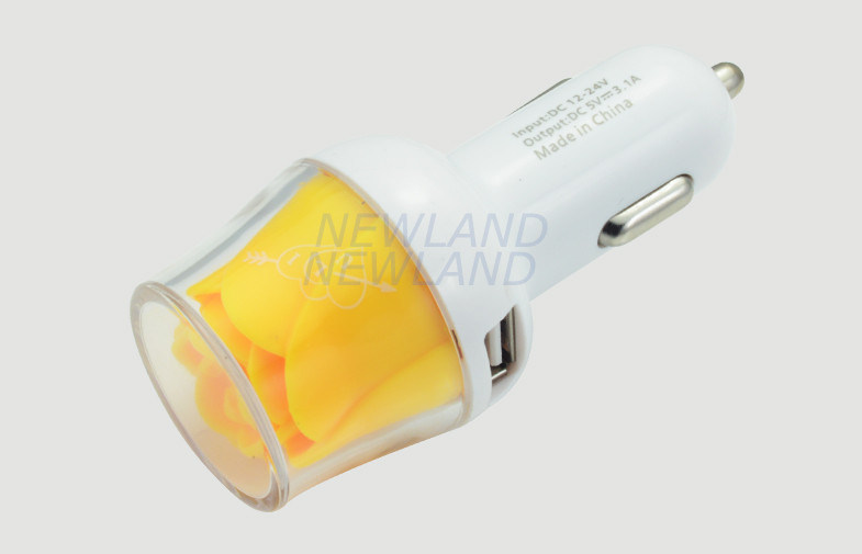 Cargador del coche de la eficacia alta del USB con Rose colorida, modificada para requisitos particulares