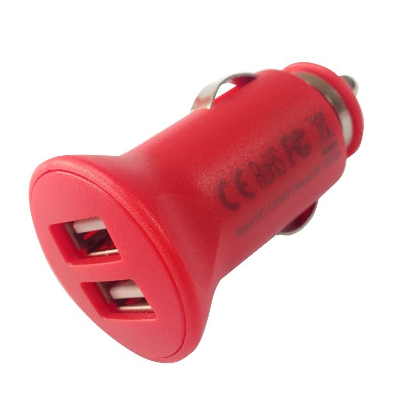 Красный портативный миниый FCC заряжателей автомобиля USB для Smartphone с двойным портом