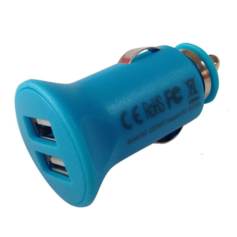 Azul portátil de los mini USB cargadores del coche del puerto dual para Smartphone con la FCC