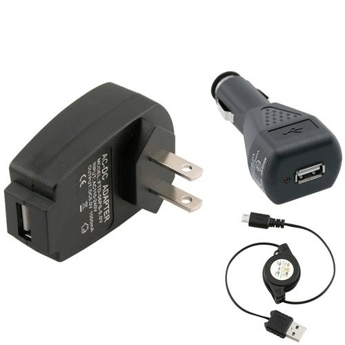 3 набор заряжателя USB Micro in-1 1Amp всеобщий черный/белизна для сотового телефона HTC