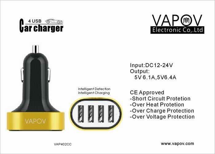 CE одобрил умный заряжатель автомобиля USB 4 портов 6.1A для iPhone6/Samsung/мобильного телефона /Tablet андроида