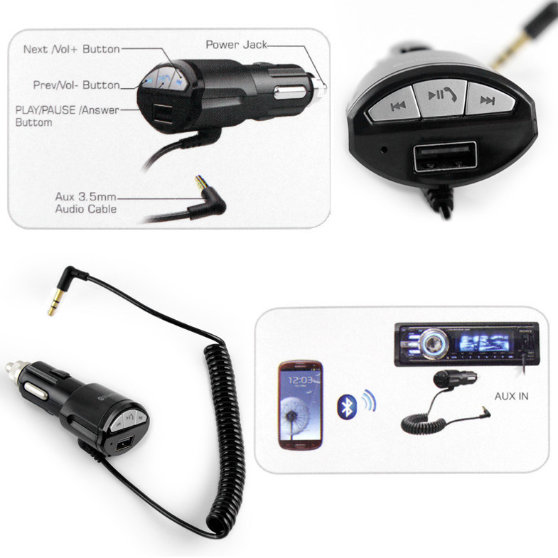 Receptor da chamada da resposta do carregador do carro de Bluetooth v3.0 USB & jogo Handsfree do carro do controle da música