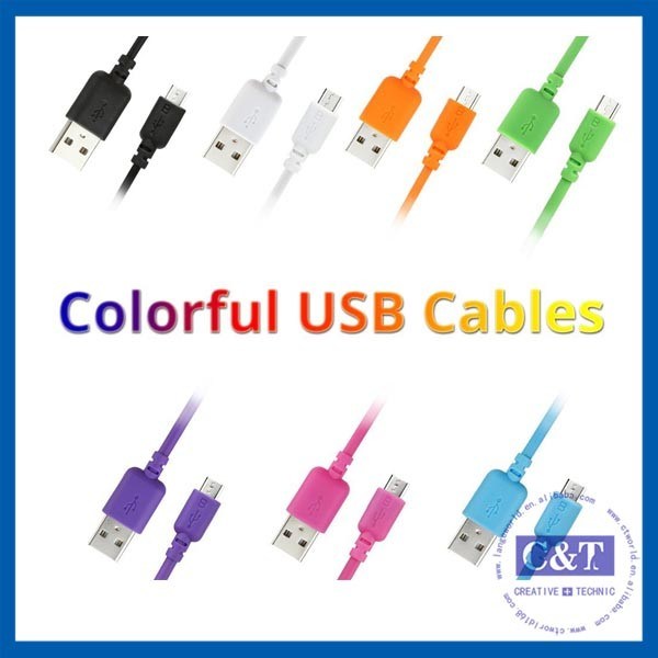 Покрашенная микро- Высок-Скорость 2 in-1 кабеля передачи данных USB Smartphone