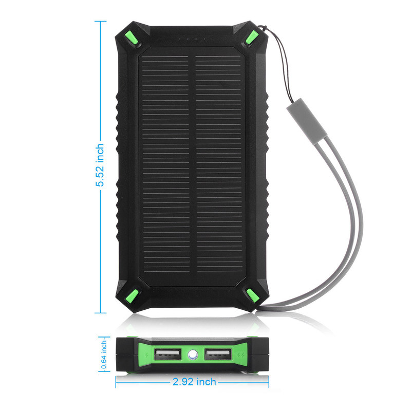 8000mAh-Li-Polymeer Zonnemachtsbank, Micro USB 5V/de Draagbare Zonnelader van 2A