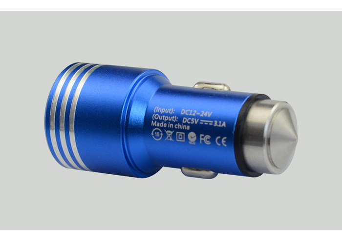 Cargador retractable dual azul 5V 3100mA del coche de Iphone del puerto de USB con Shell metálico