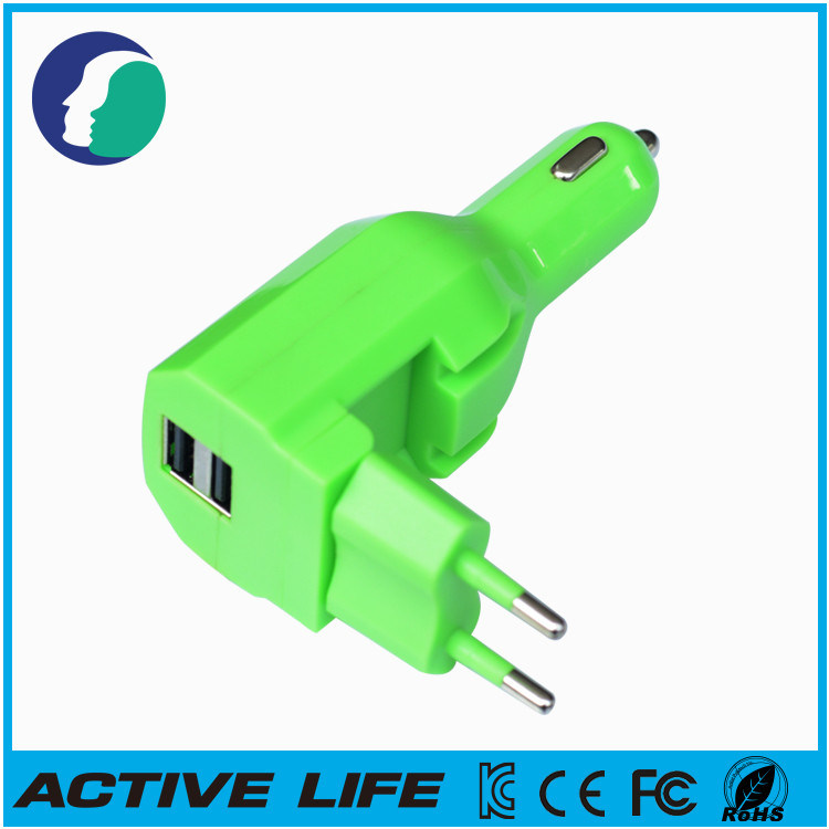 2.1A se doblan impresión modificada para requisitos particulares colorida del logotipo de la UE del cargador del coche del enchufe USB para el teléfono /Pad